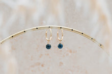 Load image into Gallery viewer, Orbit lapis lazuli gemstone hoop earrings