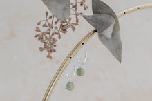 Load image into Gallery viewer, Orbit apple jade silver hoop earrings
