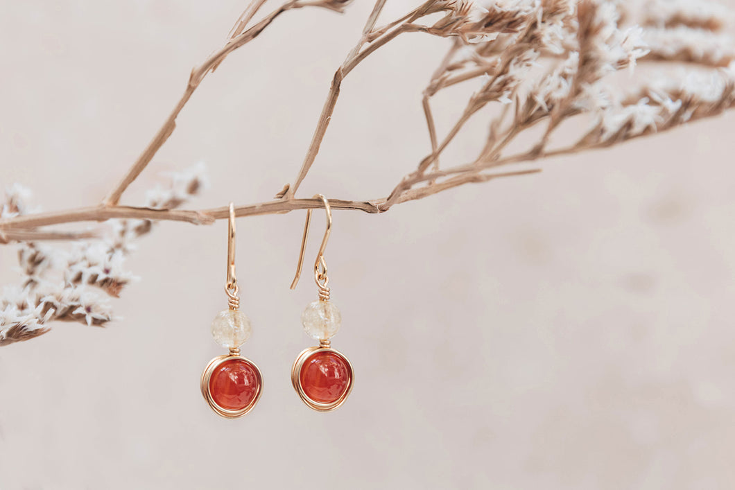 Carnelian and Citrine emba stack earrings