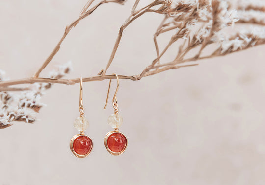 Carnelian and Citrine emba stack earrings
