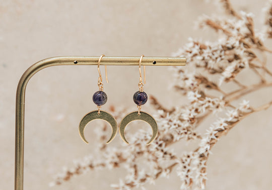 Luna Amethyst Earrings ~ Gold