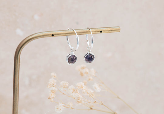 Infinity Amethyst Hoop Earrings