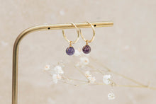 Load image into Gallery viewer, Solo Amethyst Hoop Earrings
