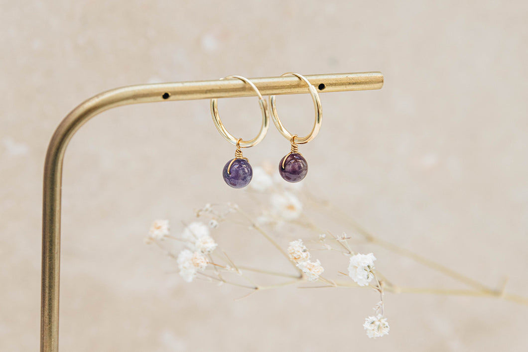 Solo Amethyst Hoop Earrings