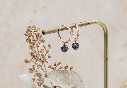Orbit Amethyst Earrings ~ Rose Gold