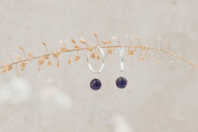Load image into Gallery viewer, Solo Amethyst Hoop Earrings
