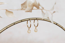 Load image into Gallery viewer, Yellow Jade Orbit Hoop Earrings ~ Gold Filled
