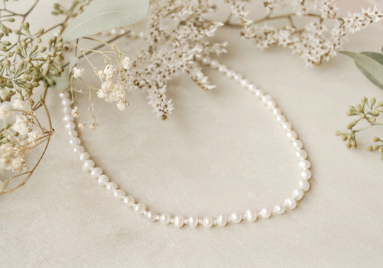 Deco necklace ~ timeless freshwater pearl knotted necklace with sterling silver clasp