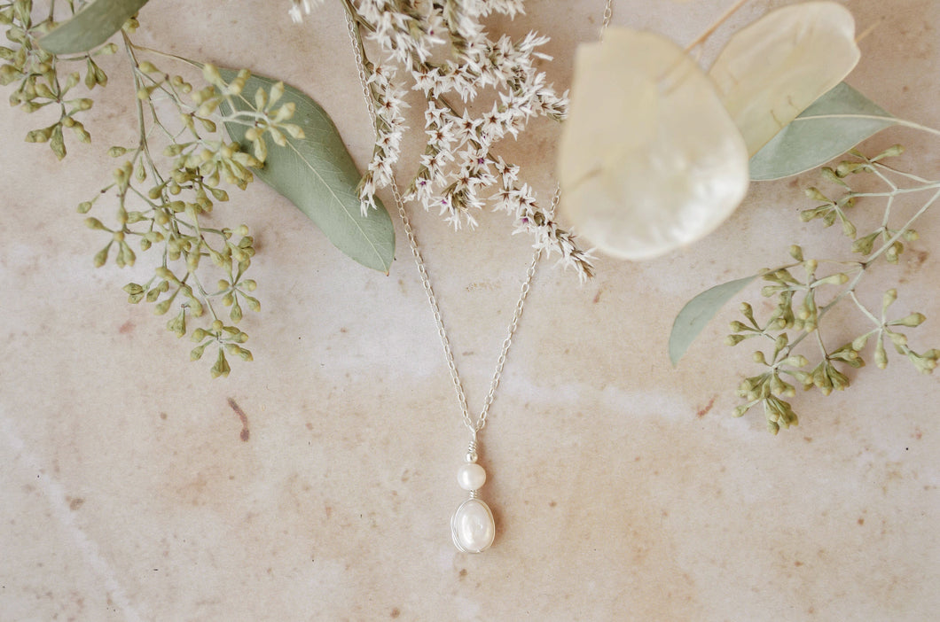 Sterling silver and real pearl necklace