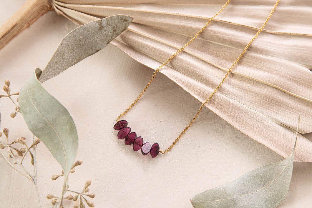 Garnet petal necklace