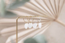 Load image into Gallery viewer, Love heart rose quartz hoops ~ genuine rose quartz earrings
