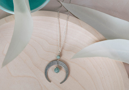 Athena Sage Jade Moon Necklace
