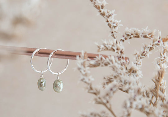 Orbit Sage Pearl Hoop Earrings