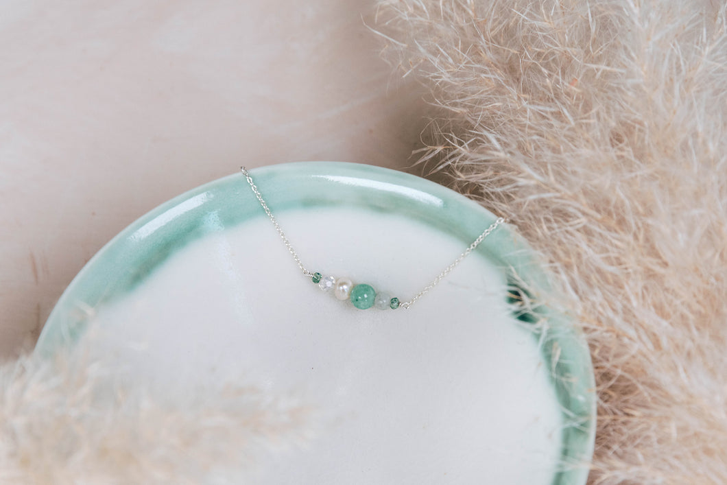 Nixie jade aquamarine pearl and crystal necklace