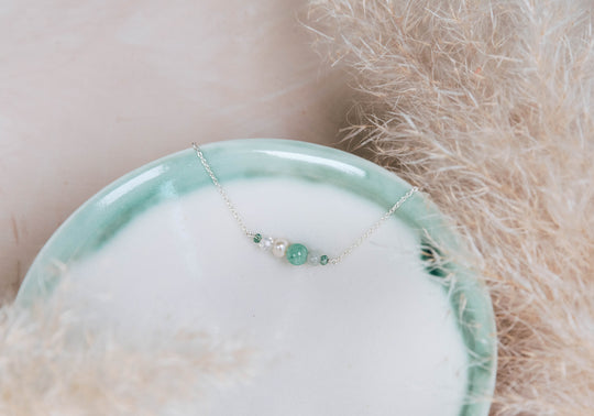 Nixie jade aquamarine pearl and crystal necklace