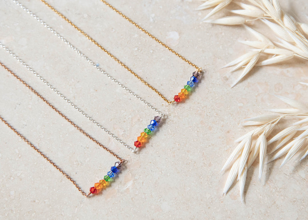 Rainbow upcycled crystal necklace
