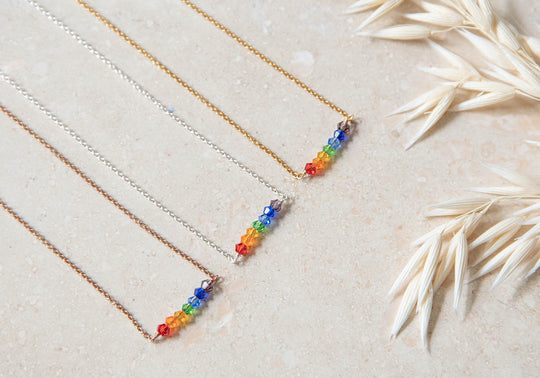 Rainbow upcycled crystal necklace