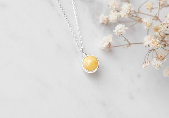 Yellow Jade Eva Necklace ~ Gold Filled