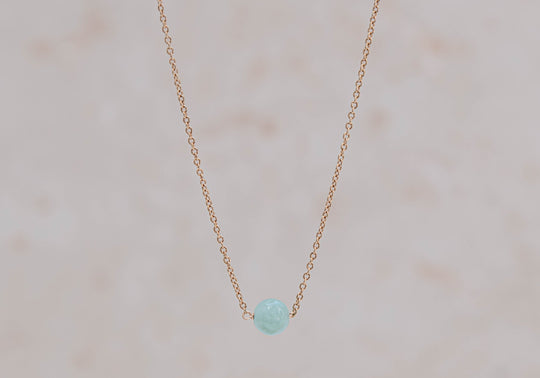Solo dainty aqua jade necklace