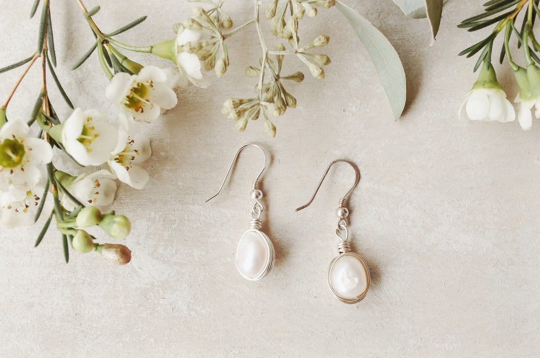 Infinity ~ freshwater pearl earrings