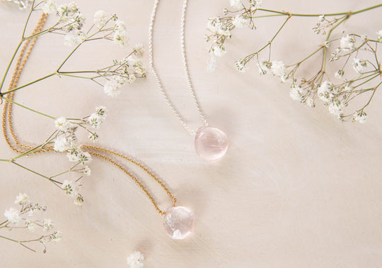 Briolette rose quartz necklace