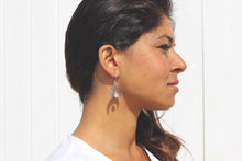 Load image into Gallery viewer, Diana aqua jade and silver crescent moon earrings
