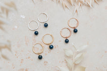 Load image into Gallery viewer, Orbit lapis lazuli gemstone hoop earrings
