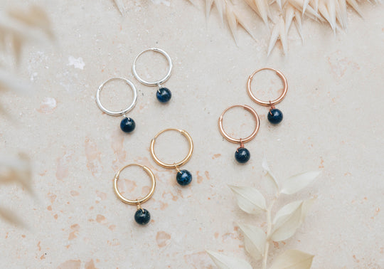 Orbit lapis lazuli gemstone hoop earrings