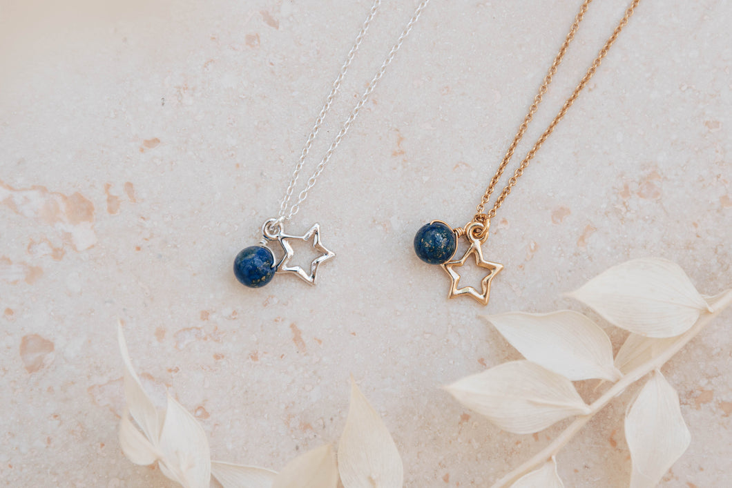 Stella dainty star lapis lazuli necklace