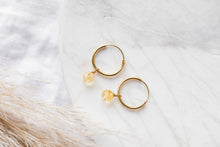 Load image into Gallery viewer, Orbit gold hoops with citrine earrings
