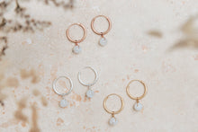 Load image into Gallery viewer, Orbit hoop moonstone earrings

