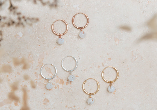 Orbit hoop moonstone earrings